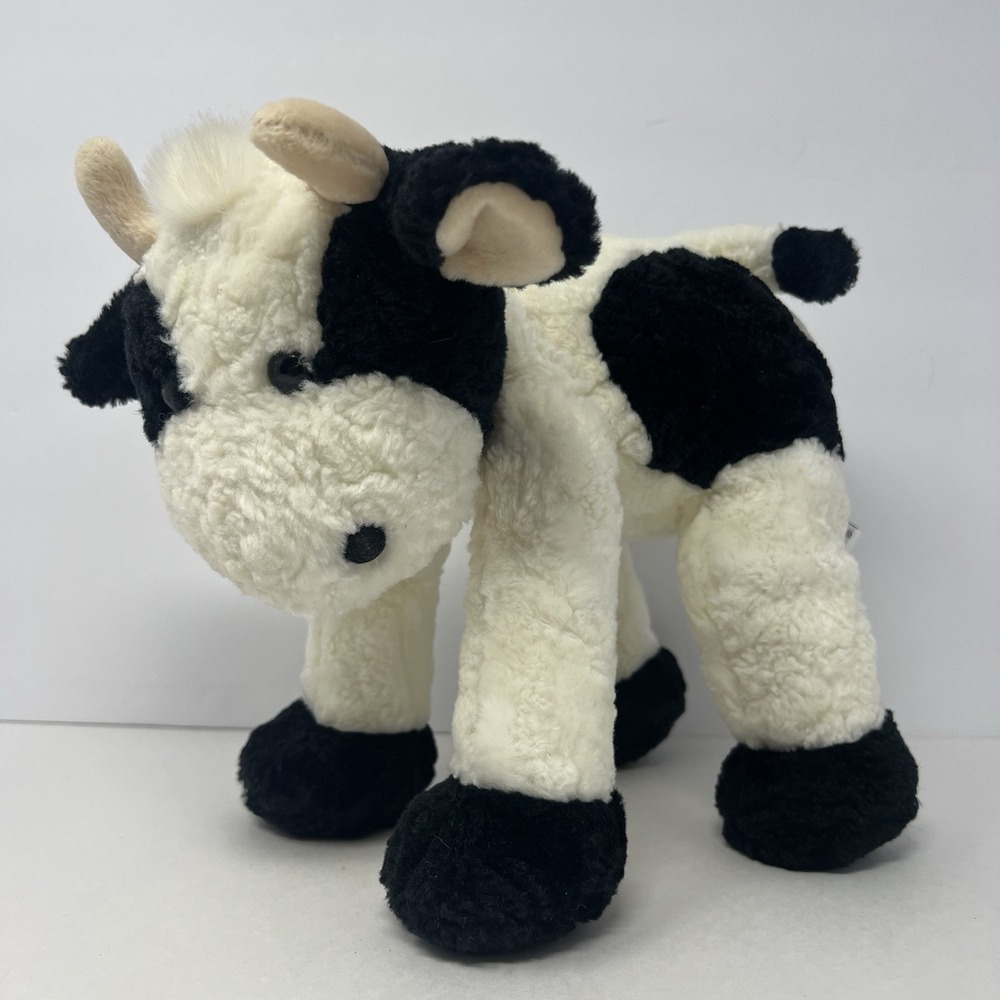 Vintage Aurora A&A Cow Plush Dairy Cow Stuffed Animal White Black 11"